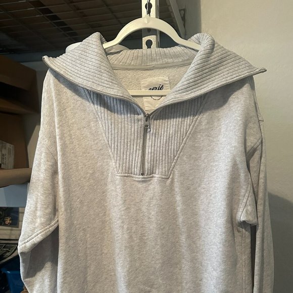 aerie Tops - Aerie Women's XS Down To Earth Ribbed Quarter Zip Cotton Sweater Oversized Grey